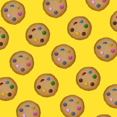 Cookies pattern background on yellow