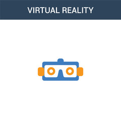 Fototapeta premium two colored Virtual reality glasses concept vector icon. 2 color Virtual reality glasses vector illustration. isolated blue and orange eps icon on white background.