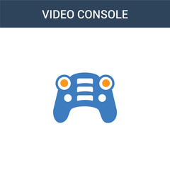 two colored Video console concept vector icon. 2 color Video console vector illustration. isolated blue and orange eps icon on white background.