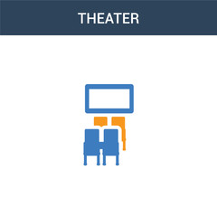 Fototapeta premium two colored Theater concept vector icon. 2 color Theater vector illustration. isolated blue and orange eps icon on white background.