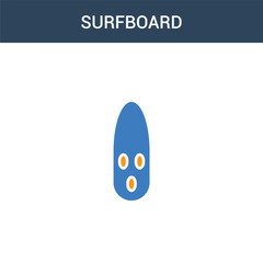 two colored Surfboard concept vector icon. 2 color Surfboard vector illustration. isolated blue and orange eps icon on white background.