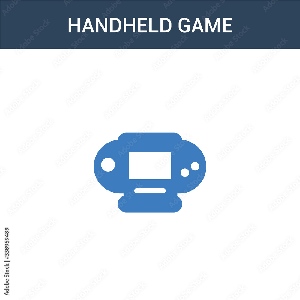 Poster two colored handheld game concept vector icon. 2 color handheld game vector illustration. isolated b