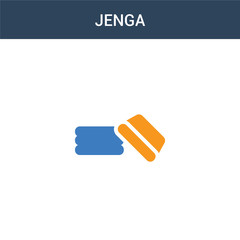 two colored Jenga concept vector icon. 2 color Jenga vector illustration. isolated blue and orange eps icon on white background.
