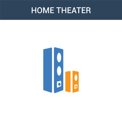 two colored Home theater concept vector icon. 2 color Home theater vector illustration. isolated blue and orange eps icon on white background.