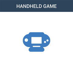 two colored Handheld game concept vector icon. 2 color Handheld game vector illustration. isolated blue and orange eps icon on white background.