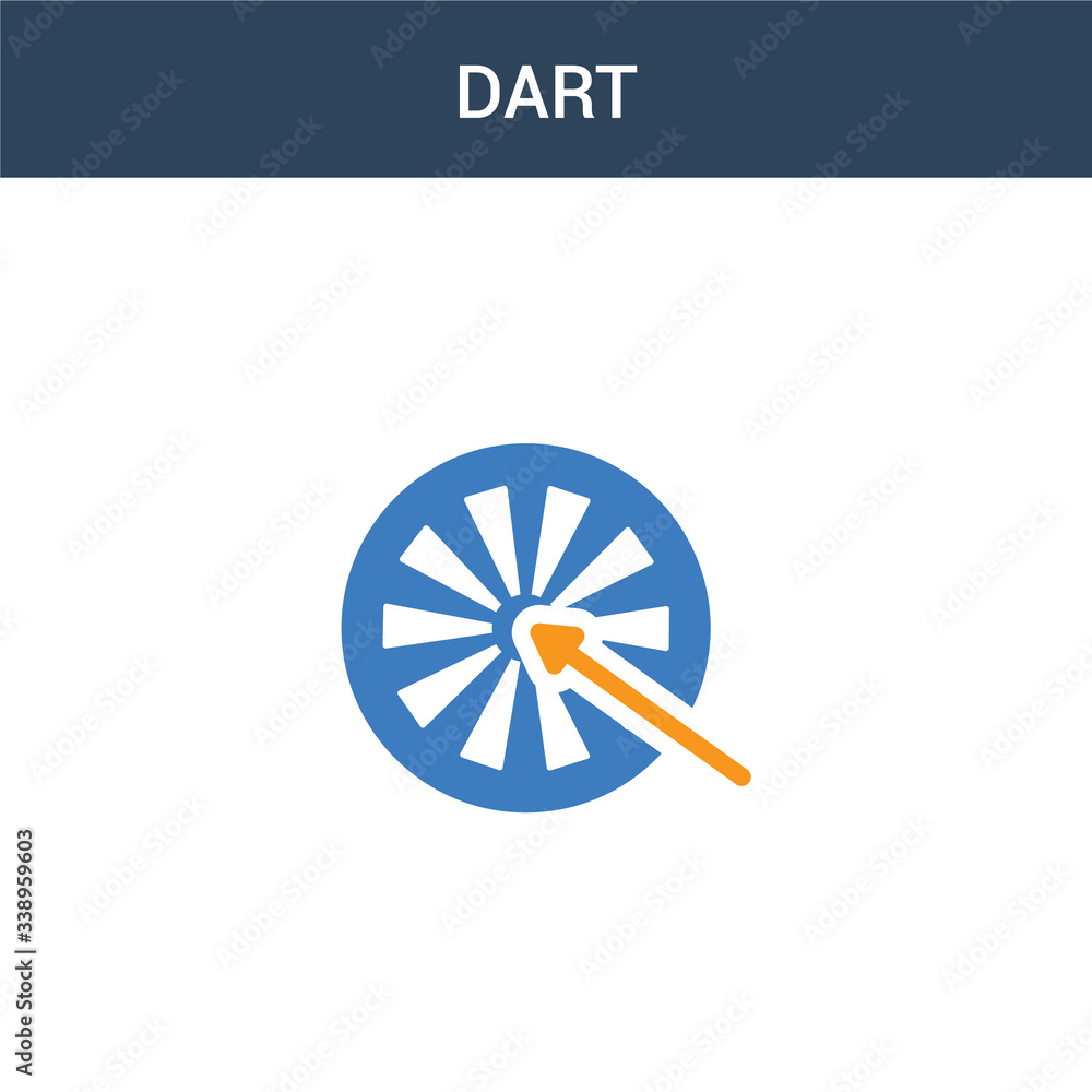 Poster two colored dart concept vector icon. 2 color dart vector illustration. isolated blue and orange eps