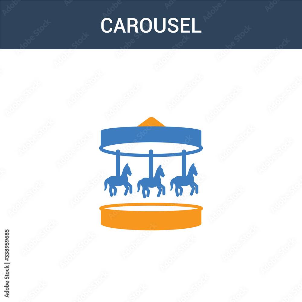 Poster two colored carousel concept vector icon. 2 color carousel vector illustration. isolated blue and or