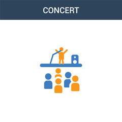 two colored Concert concept vector icon. 2 color Concert vector illustration. isolated blue and orange eps icon on white background.