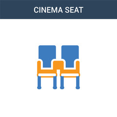 two colored Cinema seat concept vector icon. 2 color Cinema seat vector illustration. isolated blue and orange eps icon on white background.