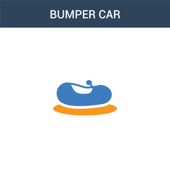 Fototapeta premium two colored Bumper car concept vector icon. 2 color Bumper car vector illustration. isolated blue and orange eps icon on white background.