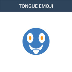 two colored Tongue emoji concept vector icon. 2 color Tongue emoji vector illustration. isolated blue and orange eps icon on white background.