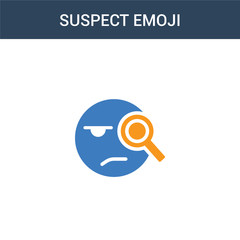 two colored Suspect emoji concept vector icon. 2 color Suspect emoji vector illustration. isolated blue and orange eps icon on white background.