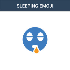 two colored Sleeping emoji concept vector icon. 2 color Sleeping emoji vector illustration. isolated blue and orange eps icon on white background.