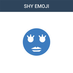 two colored Shy emoji concept vector icon. 2 color Shy emoji vector illustration. isolated blue and orange eps icon on white background.