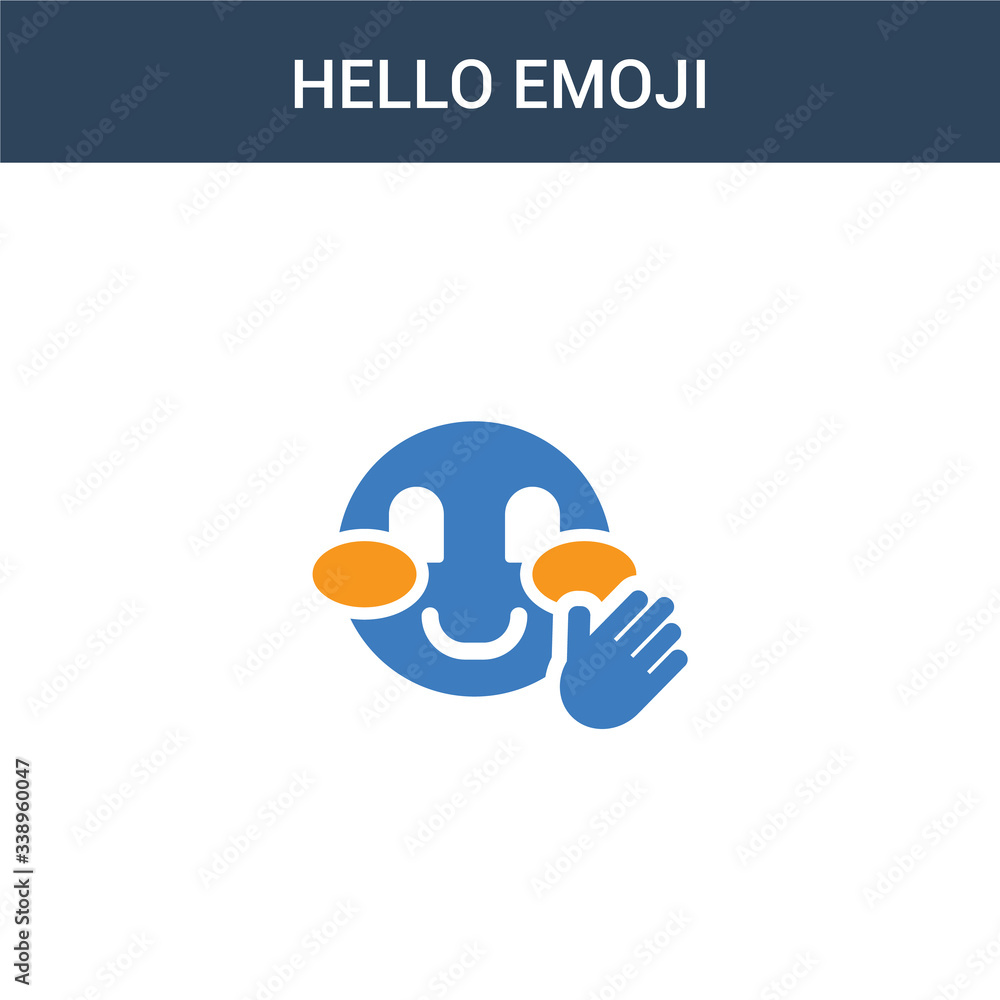 Poster two colored hello emoji concept vector icon. 2 color hello emoji vector illustration. isolated blue 
