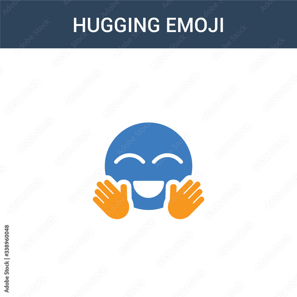 Aufkleber two colored hugging emoji concept vector icon. 2 color hugging emoji vector illustration. isolated b