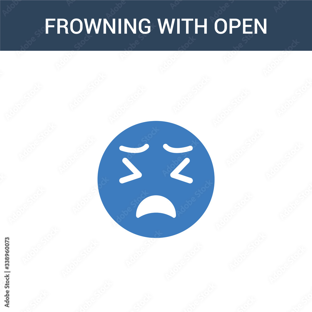 Aufkleber two colored frowning with open mouth emoji concept vector icon. 2 color frowning with open mouth emo