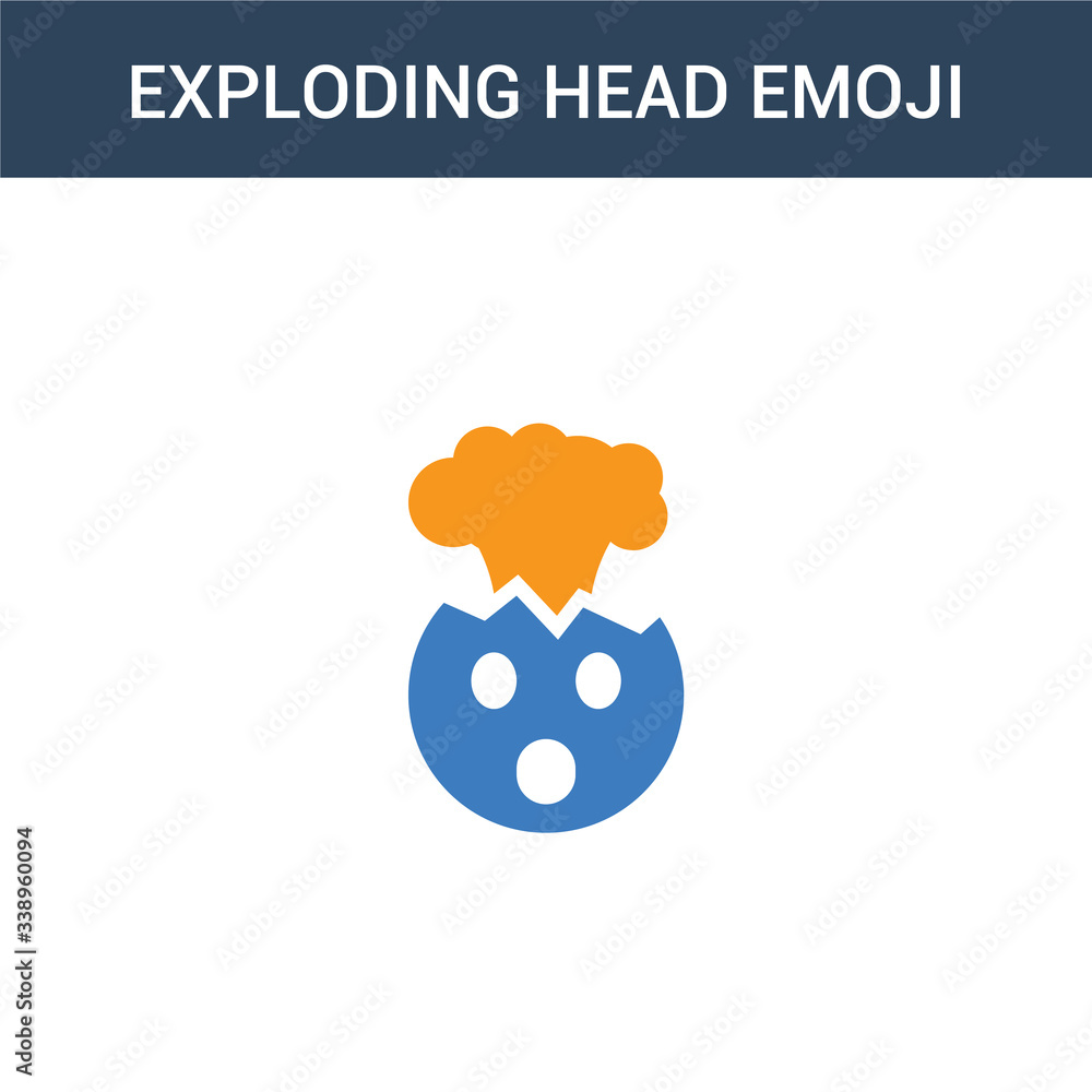 Poster two colored exploding head emoji concept vector icon. 2 color exploding head emoji vector illustrati