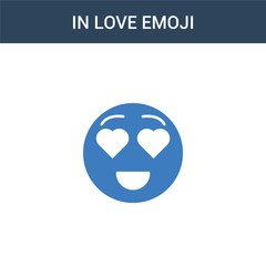two colored In love emoji concept vector icon. 2 color In love emoji vector illustration. isolated blue and orange eps icon on white background.