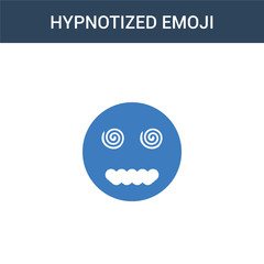 two colored Hypnotized emoji concept vector icon. 2 color Hypnotized emoji vector illustration. isolated blue and orange eps icon on white background.