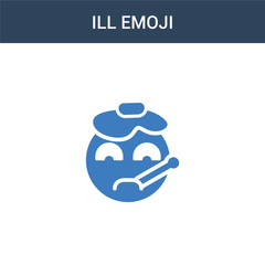 two colored Ill emoji concept vector icon. 2 color Ill emoji vector illustration. isolated blue and orange eps icon on white background.
