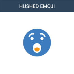 Fototapeta premium two colored Hushed emoji concept vector icon. 2 color Hushed emoji vector illustration. isolated blue and orange eps icon on white background.