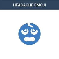 two colored Headache emoji concept vector icon. 2 color Headache emoji vector illustration. isolated blue and orange eps icon on white background.