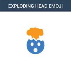 two colored Exploding Head emoji concept vector icon. 2 color Exploding Head emoji vector illustration. isolated blue and orange eps icon on white background.