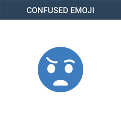 Obraz premium two colored Confused emoji concept vector icon. 2 color Confused emoji vector illustration. isolated blue and orange eps icon on white background.
