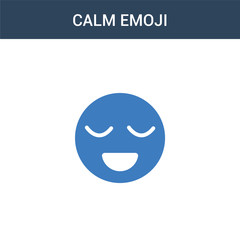 two colored Calm emoji concept vector icon. 2 color Calm emoji vector illustration. isolated blue and orange eps icon on white background.