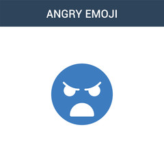 two colored Angry emoji concept vector icon. 2 color Angry emoji vector illustration. isolated blue and orange eps icon on white background.