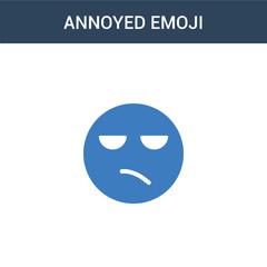 two colored Annoyed emoji concept vector icon. 2 color Annoyed emoji vector illustration. isolated blue and orange eps icon on white background.