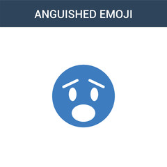 two colored Anguished emoji concept vector icon. 2 color Anguished emoji vector illustration. isolated blue and orange eps icon on white background.