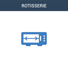 two colored rotisserie concept vector icon. 2 color rotisserie vector illustration. isolated blue and orange eps icon on white background.