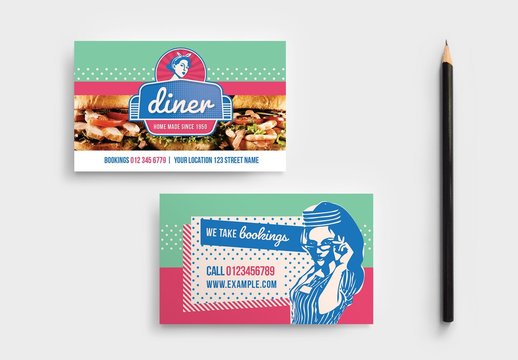 American Diner Themed Business Card Layout