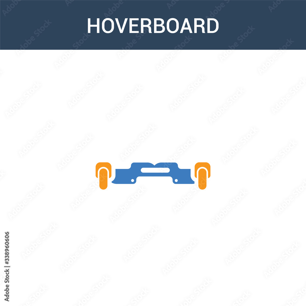 Poster two colored hoverboard concept vector icon. 2 color hoverboard vector illustration. isolated blue an