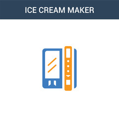 two colored ice cream maker concept vector icon. 2 color ice cream maker vector illustration. isolated blue and orange eps icon on white background.