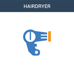 two colored Hairdryer concept vector icon. 2 color Hairdryer vector illustration. isolated blue and orange eps icon on white background.