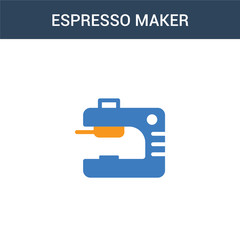 two colored espresso maker concept vector icon. 2 color espresso maker vector illustration. isolated blue and orange eps icon on white background.