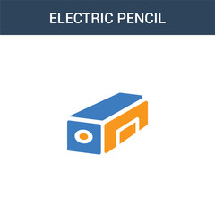 two colored electric pencil sharpener concept vector icon. 2 color electric pencil sharpener vector illustration. isolated blue and orange eps icon on white background.