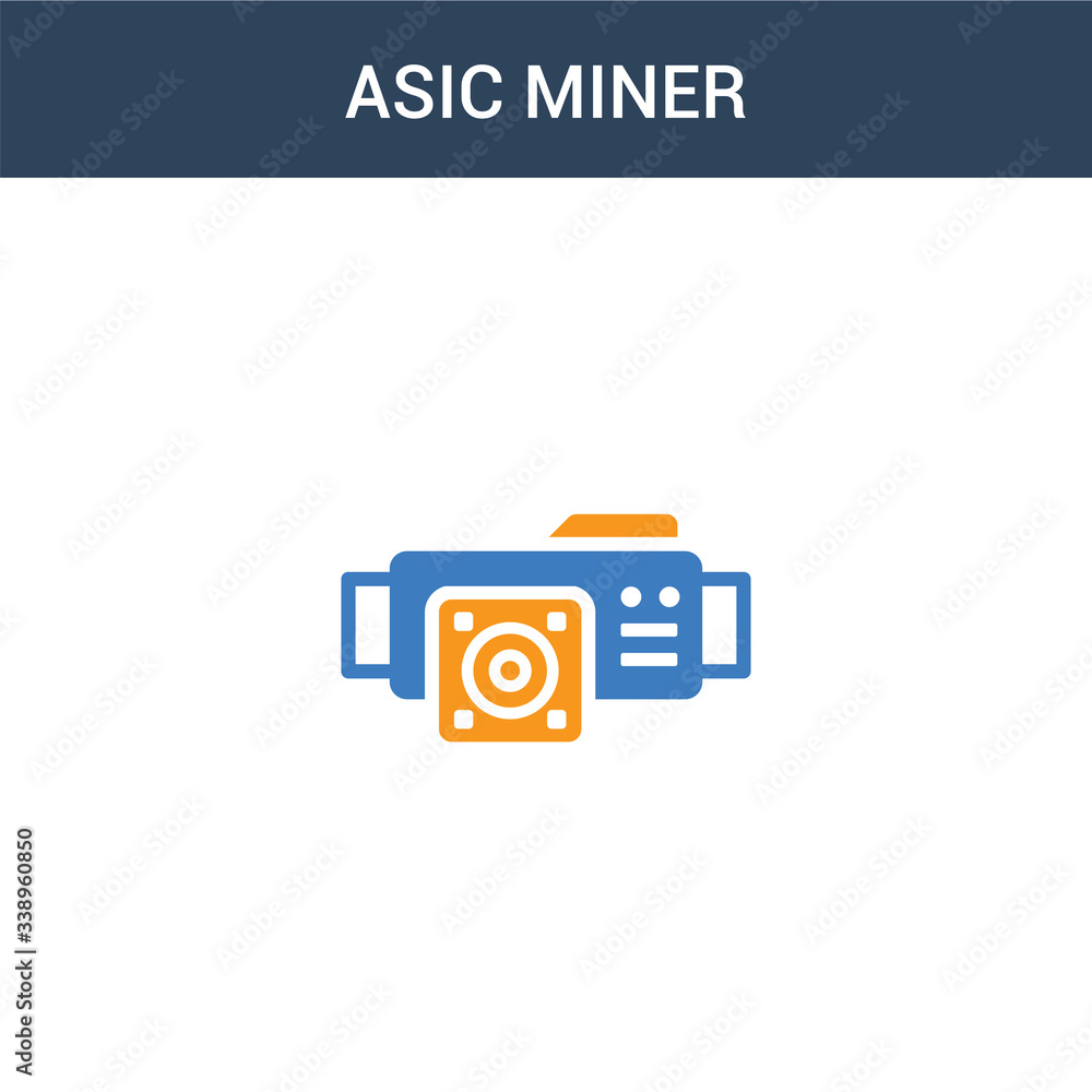 Poster two colored asic miner concept vector icon. 2 color asic miner vector illustration. isolated blue an
