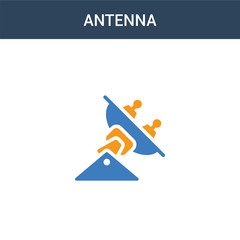 two colored Antenna concept vector icon. 2 color Antenna vector illustration. isolated blue and orange eps icon on white background.