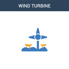 two colored Wind turbine concept vector icon. 2 color Wind turbine vector illustration. isolated blue and orange eps icon on white background.