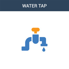 two colored Water tap concept vector icon. 2 color Water tap vector illustration. isolated blue and orange eps icon on white background.