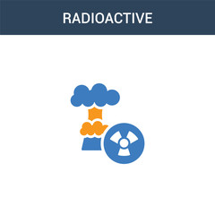 two colored Radioactive concept vector icon. 2 color Radioactive vector illustration. isolated blue and orange eps icon on white background.