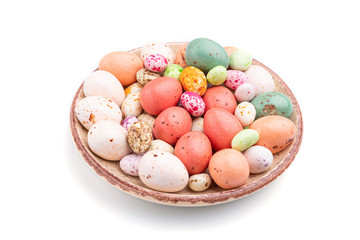 Colored dregees isolated on white background. Side view.