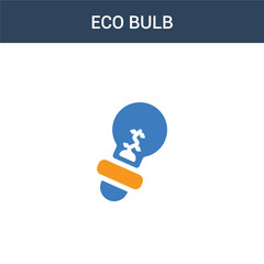 two colored Eco bulb concept vector icon. 2 color Eco bulb vector illustration. isolated blue and orange eps icon on white background.