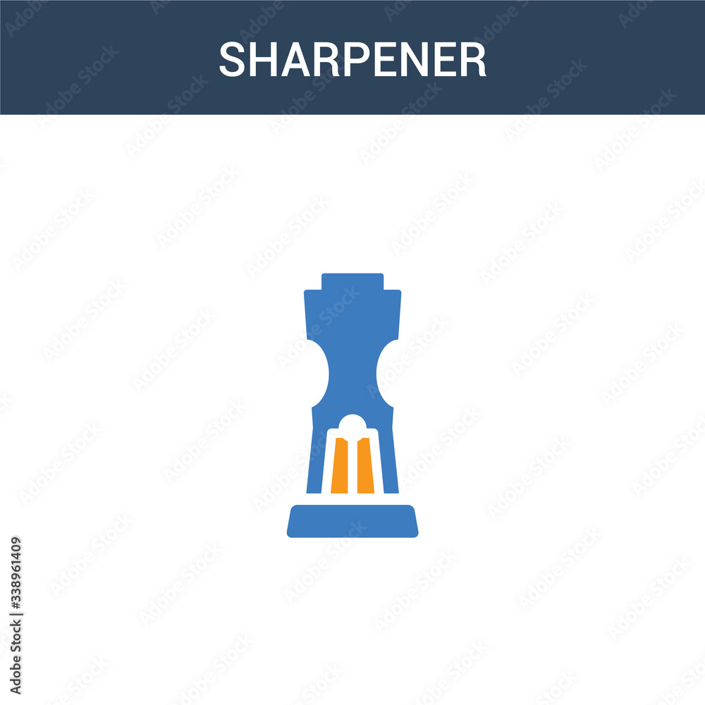 Poster two colored Sharpener concept vector icon. 2 color Sharpener vector illustration. isolated blue and orange eps icon on white background.