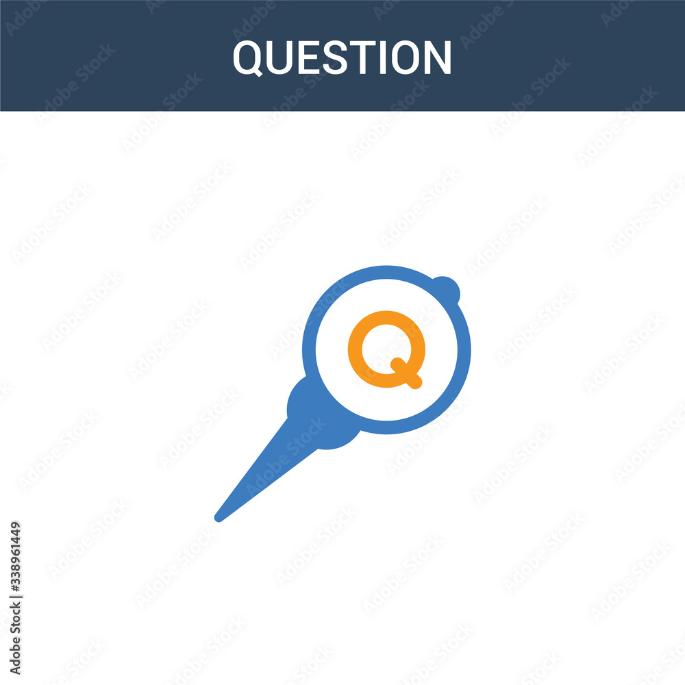 Poster two colored question concept vector icon. 2 color question vector illustration. isolated blue and or