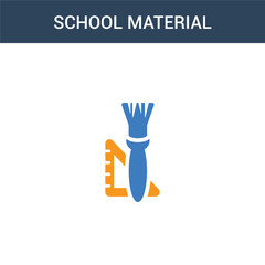 two colored School material concept vector icon. 2 color School material vector illustration. isolated blue and orange eps icon on white background.